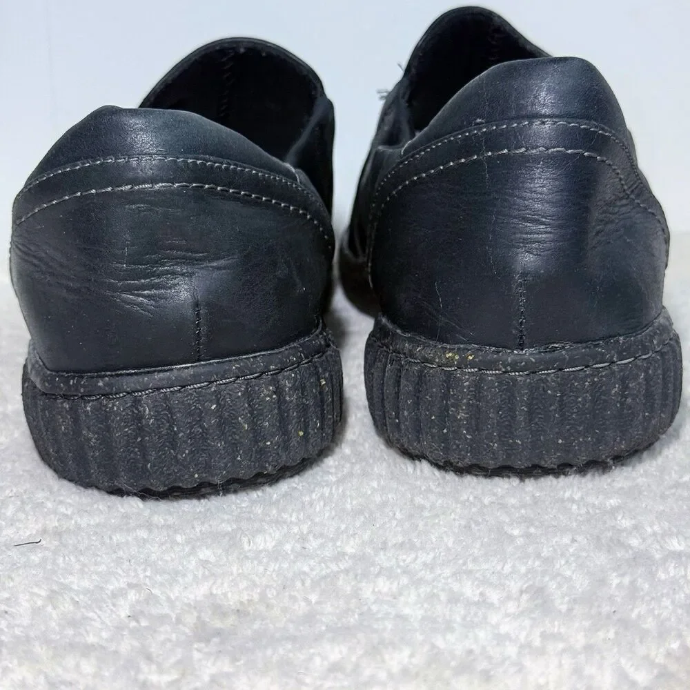 Clarks Leather Shoes Women's 11 Black Caroline Pearl Pull On Loafers Cushioned